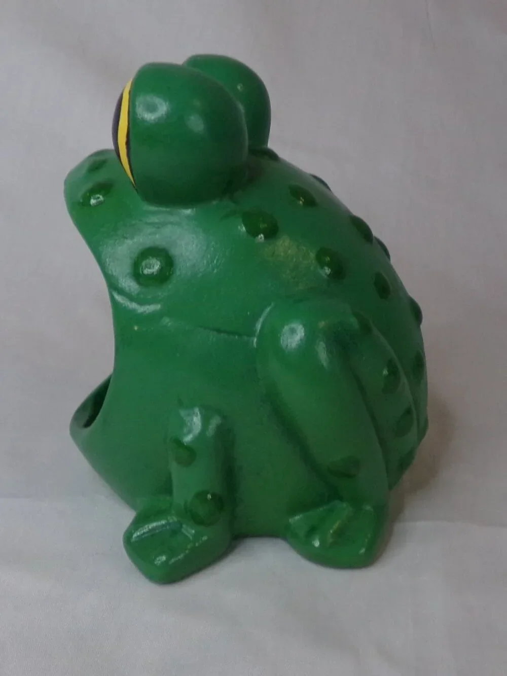 Vintage Ceramic Frog Scrub Scrubby Kitchen Sponge Holder Green Wide Mouth Open